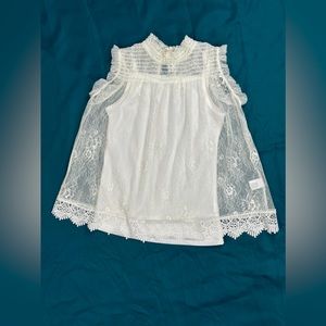 Beautees White Two Piece Lace Mock Neck Sleeveless Blouse Girls Size Large